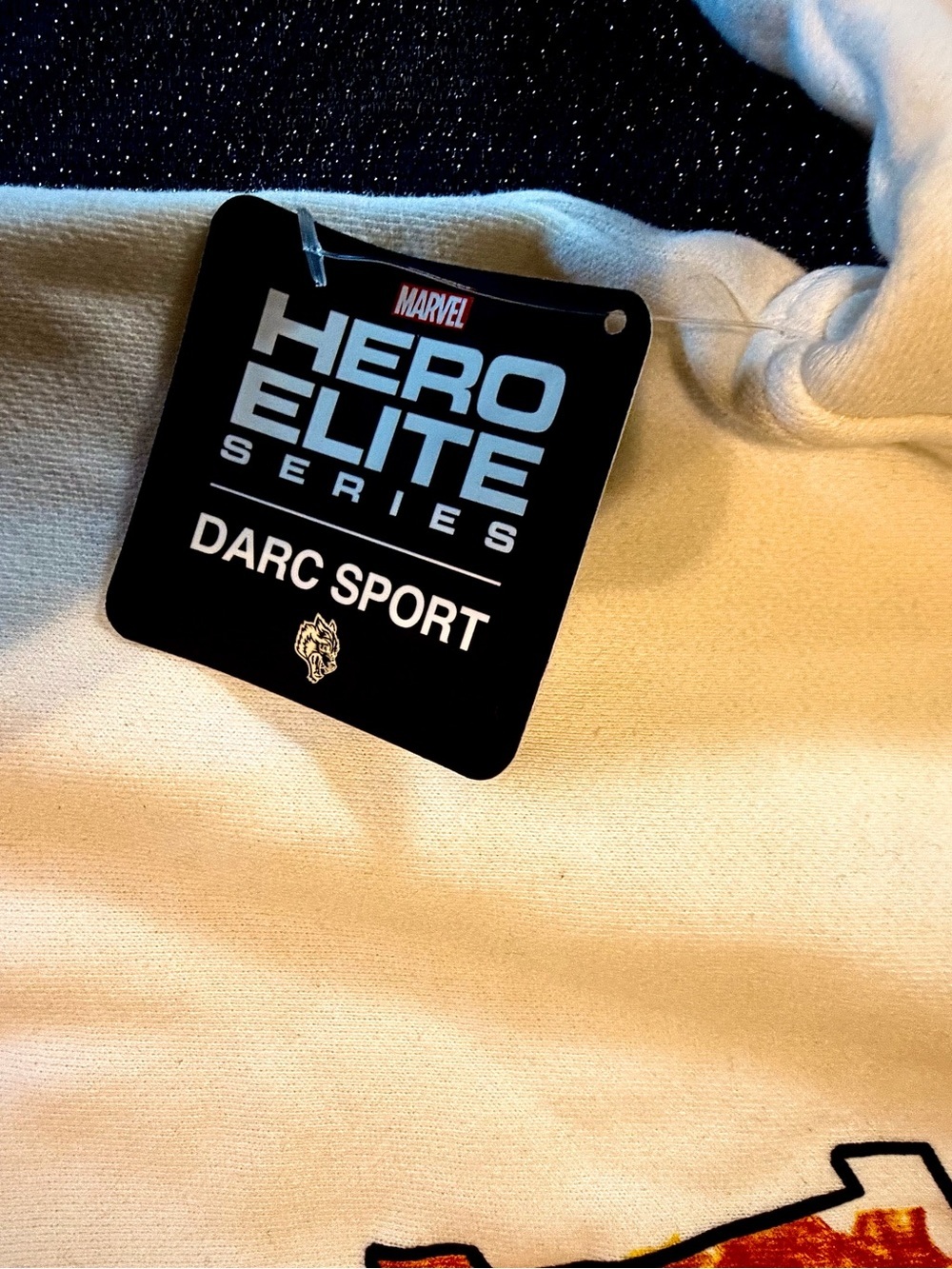Darc Sport ‘Red Hulk’ Cream Colored Hoodie with Red Flame Artwork - Size L - NWT - Picture 7 of 7